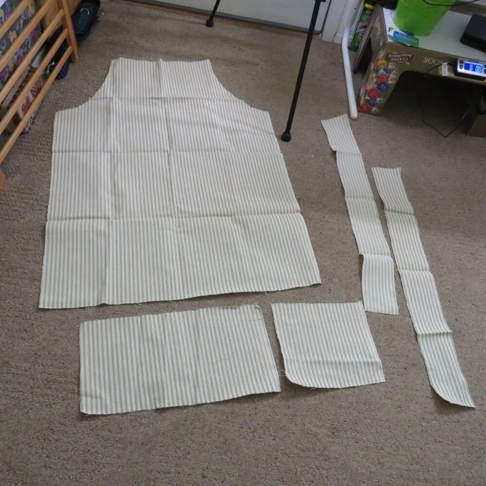 Apron Kit Tan Striped (thick fabric, double sided) with metal D rings Sewing